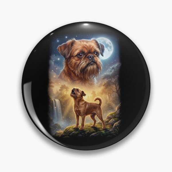 Aperçu de l'œuvre Griffon bruxellois hurlant à la lune, art pour amoureux des chiens créée et vendue par DoodleTortle.