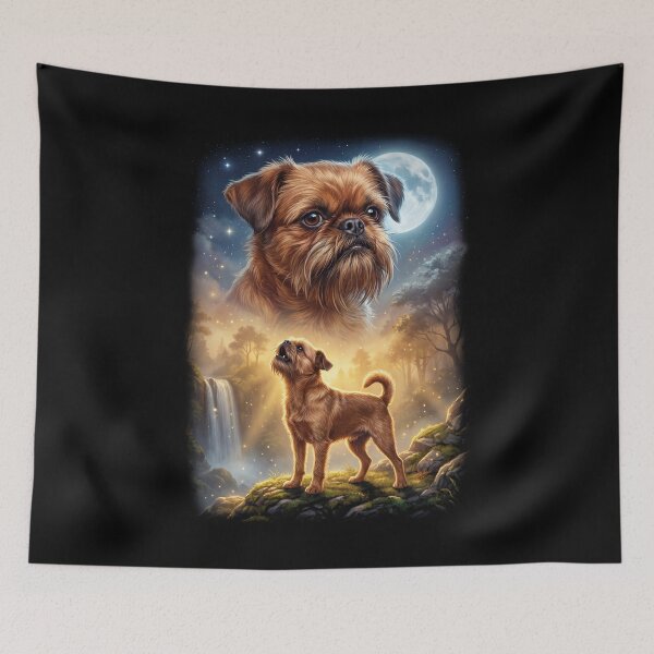 Item preview, Brussels Griffon Howling Moon Art Dog Lover designed and sold by DoodleTortle.