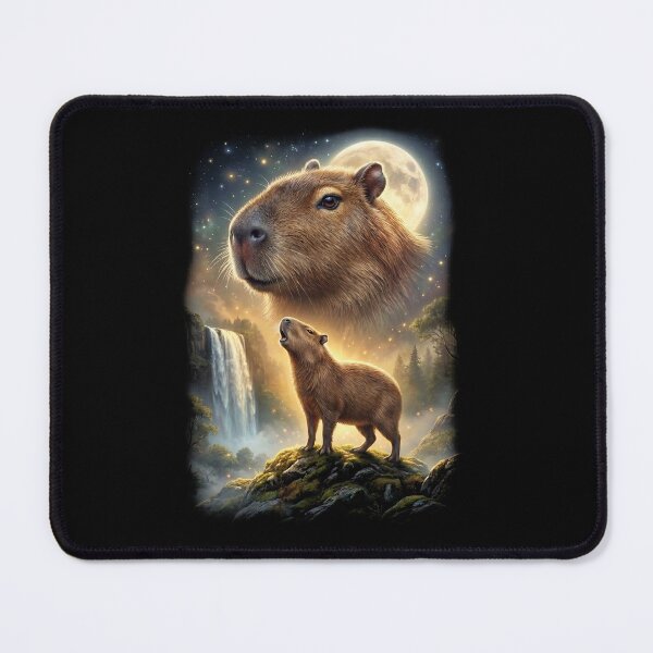 Item preview, Capybara Howling Moon Art Animal Lover designed and sold by DoodleTortle.