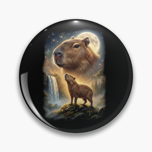 Item preview, Capybara Howling Moon Art Animal Lover designed and sold by DoodleTortle.