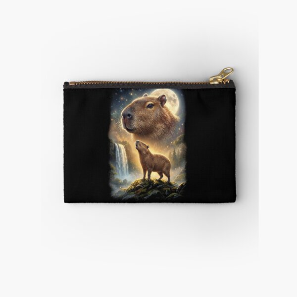Item preview, Capybara Howling Moon Art Animal Lover designed and sold by DoodleTortle.