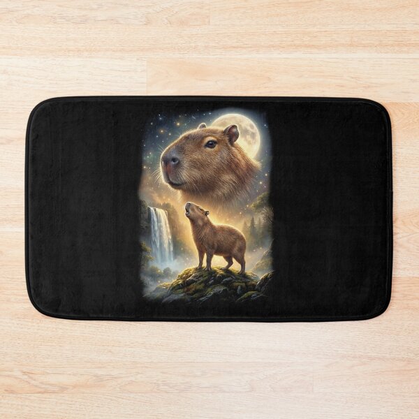 Item preview, Capybara Howling Moon Art Animal Lover designed and sold by DoodleTortle.