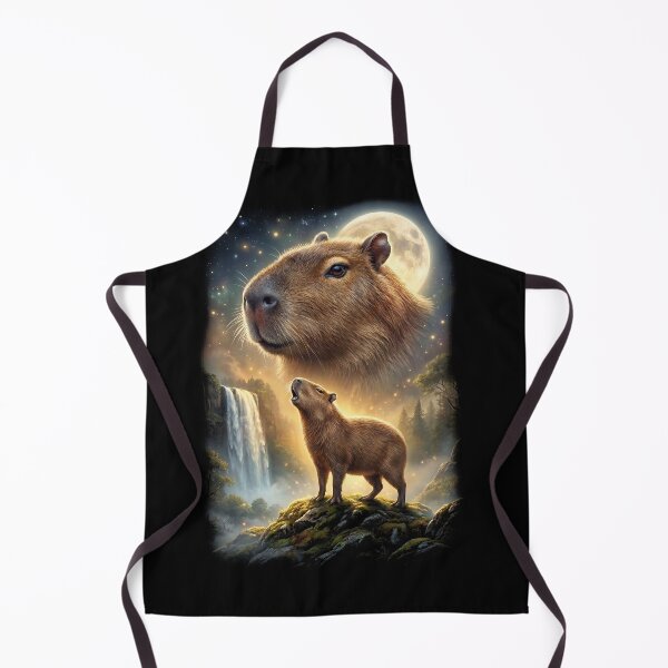Item preview, Capybara Howling Moon Art Animal Lover designed and sold by DoodleTortle.