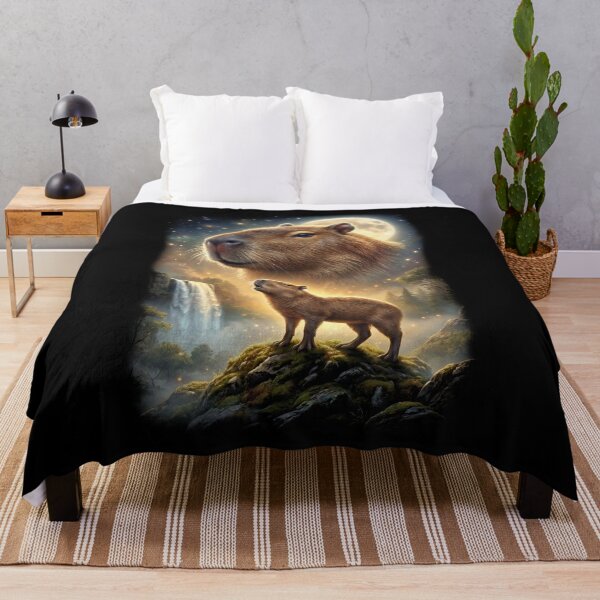 Item preview, Capybara Howling Moon Art Animal Lover designed and sold by DoodleTortle.