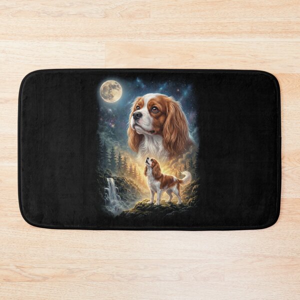 Item preview, Cavalier King Charles Spaniel Howling Moon Art Dog Lover designed and sold by DoodleTortle.