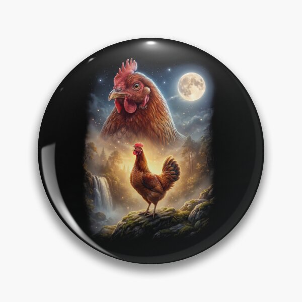 Item preview, Chicken Howling Moon Art Animal Lover designed and sold by DoodleTortle.
