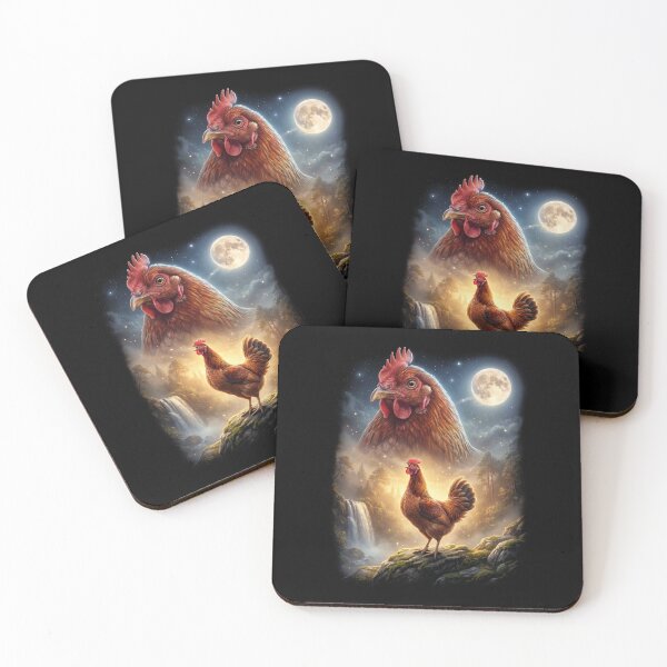 Item preview, Chicken Howling Moon Art Animal Lover designed and sold by DoodleTortle.