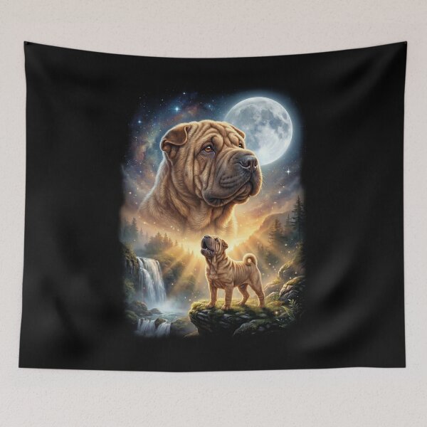 Item preview, Chinese Shar Pei Howling Moon Art Dog Lover designed and sold by DoodleTortle.