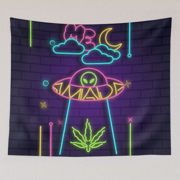 Item preview, Neon UFO Alien Abduction Sign Art designed and sold by Gisleyson.