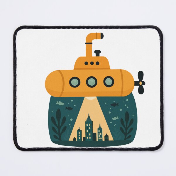 Item preview, Cute Yellow Submarine Ocean Illustration designed and sold by OlhaDreamArt.