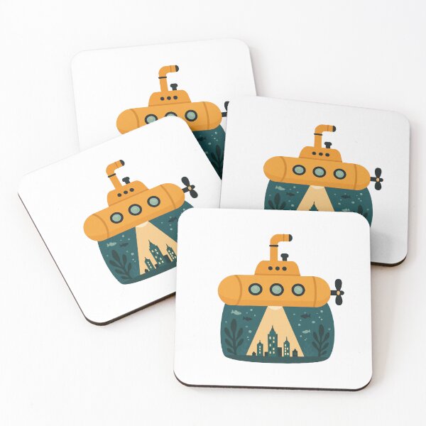 Item preview, Cute Yellow Submarine Ocean Illustration designed and sold by OlhaDreamArt.