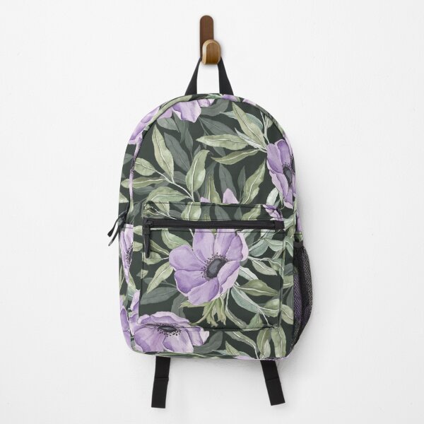 Item preview, Moody Purple Anemones & Dark Botanical Floral Pattern designed and sold by SylaCreates.