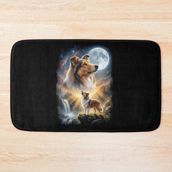 Aperçu de l'œuvre Collie Howling Moon Art Amoureux des chiens créée et vendue par DoodleTortle.