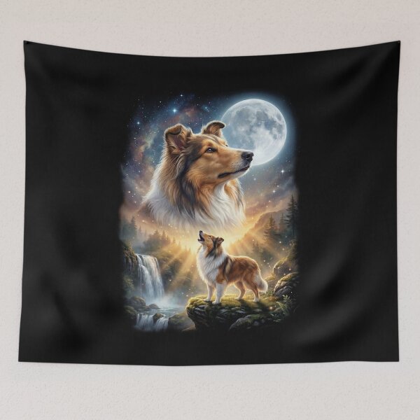 Item preview, Collie Howling Moon Art Dog Lover designed and sold by DoodleTortle.