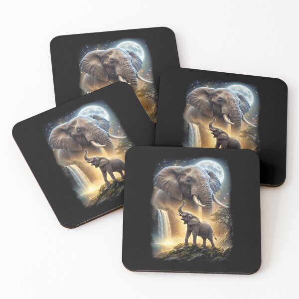 Item preview, Elephant Howling Moon Art Animal Lover designed and sold by DoodleTortle.