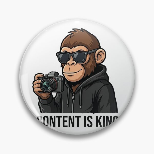 Item preview, Content Is King Monkey Sticker | Vlogger Meme | Creator Motivation Cartoon designed and sold by Newkidshub.