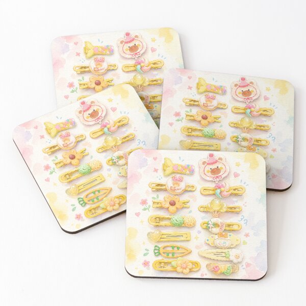 Item preview, Cute Pastel Watercolor Hair Clips – Kawaii Resin Accessories Illustration designed and sold by Minerva92.