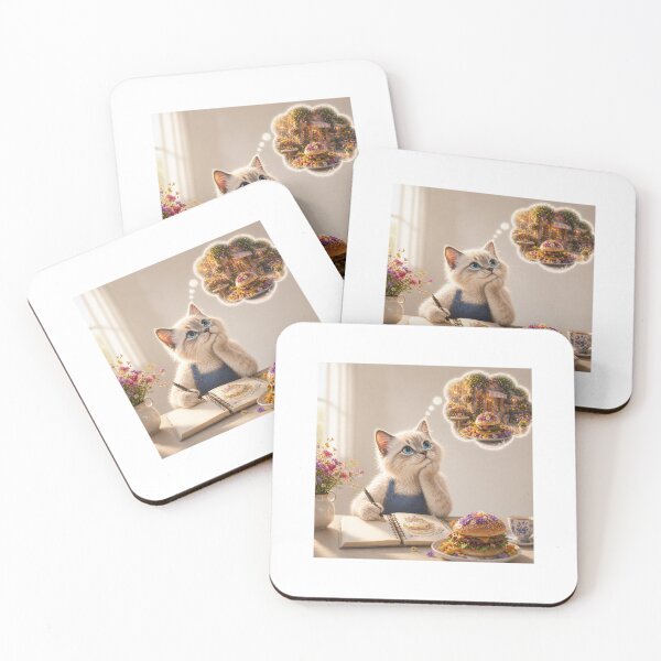 Item preview, Dreaming of a Flower Café Cat designed and sold by LovelyCatGalaxy.