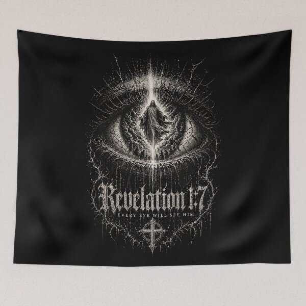 Item preview, Revelation 1:7 Every Eye Will See Him - The Return of Jesus Christ in Gothic Christian Streetwear designed and sold by Blood Washed Apparel.