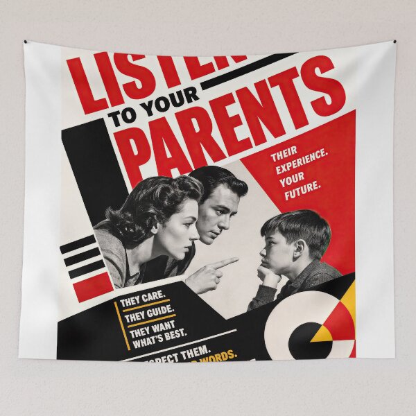 Item preview, Respect and Guidance: Bold Propaganda-Style Poster on Parental Wisdom and Family Values designed and sold by ForeverPrintsOK.