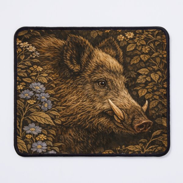 Item preview, Vintage Wild Boar Profile - Dark Academia Forest Wildlife Art designed and sold by myforestfog.