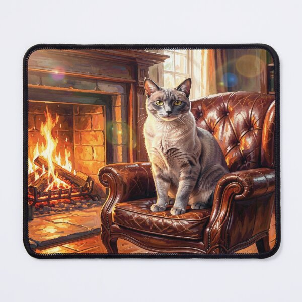 Item preview, Cozy fireplace cat art in a warm gouache style for cozy home vibes. designed and sold by FotoworldEdel.