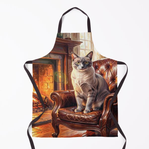 Item preview, Cozy fireplace cat art in a warm gouache style for cozy home vibes. designed and sold by FotoworldEdel.
