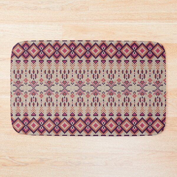 Item preview, Pink and purple cross-stitch yarn pattern, lace design, native Indian style. designed and sold by Nengsang.