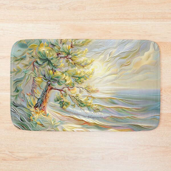 Item preview, Pine Tree Ocean Sunset Art, Pastel Coastal Landscape designed and sold by MargaretWiktor.