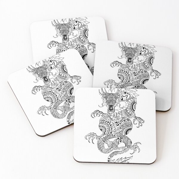 Item preview, Intricate Dragon Mandala Line Art, Black and White Mythical Creature Tattoo Style Design designed and sold by NA-art725.