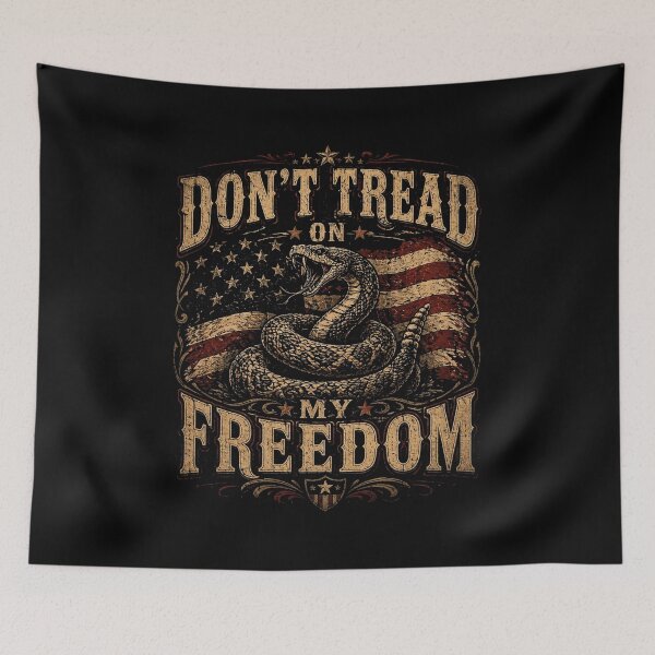 Item preview, Don’t Tread On My Freedom T-Shirt – Vintage Rattlesnake Patriotic Design designed and sold by Puraenergia Stickers.