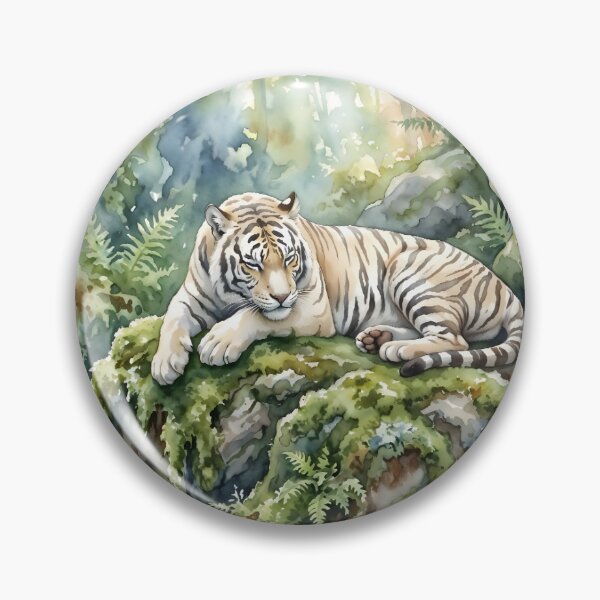 Item preview, White Tiger Panthera Tigris Sleeping Rainforest designed and sold by RubisLeaf.