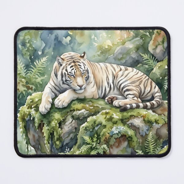 Item preview, White Tiger Panthera Tigris Sleeping Rainforest designed and sold by RubisLeaf.