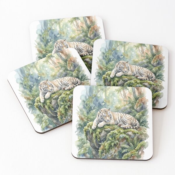 Item preview, White Tiger Panthera Tigris Sleeping Rainforest designed and sold by RubisLeaf.