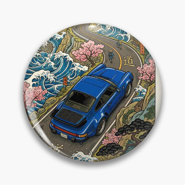 Item preview, Classic Car Journey Through Stylized Japanese Landscape Art designed and sold by RevUpDesign.