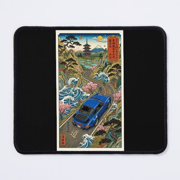 Item preview, Classic Car Journey Through Stylized Japanese Landscape Art designed and sold by RevUpDesign.