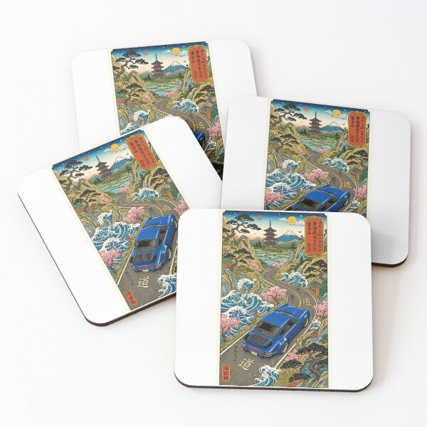 Item preview, Classic Car Journey Through Stylized Japanese Landscape Art designed and sold by RevUpDesign.