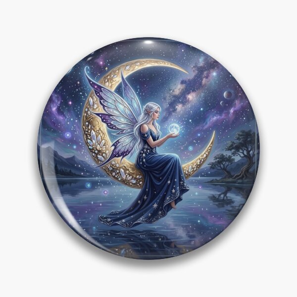Item preview, ​Galaxy Moon Fairy Over Mystic Lake. designed and sold by JoyNest = "The nest of joy".