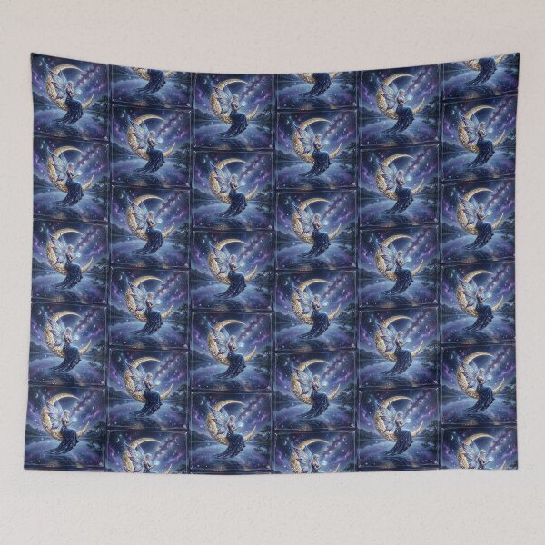 Item preview, ​Galaxy Moon Fairy Over Mystic Lake. designed and sold by JoyNest = "The nest of joy".