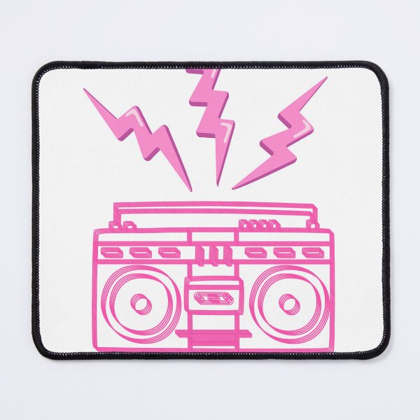 Item preview, Retro 80s Pink Boombox Radio with Pink Lightning Bolts designed and sold by VirellonInk.