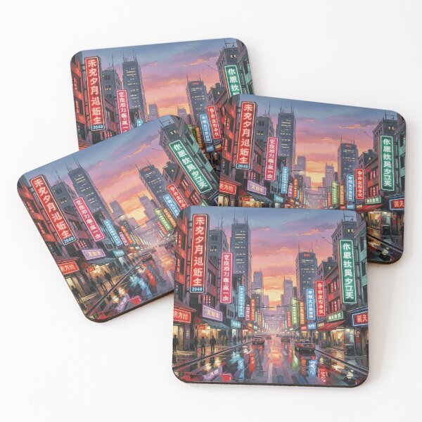 Item preview, Neon City Street in vibrant gouache style with urban nightlife flair designed and sold by FotoworldEdel.