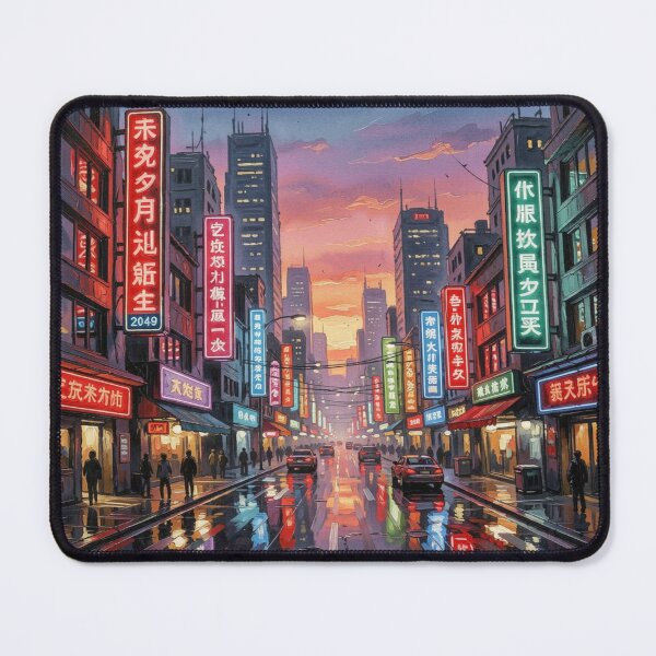 Item preview, Neon City Street in vibrant gouache style with urban nightlife flair designed and sold by FotoworldEdel.