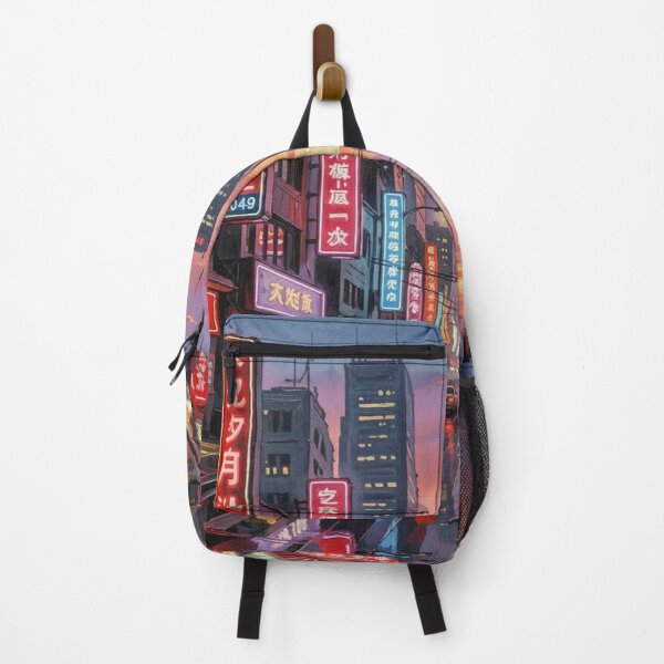 Item preview, Neon City Street in vibrant gouache style with urban nightlife flair designed and sold by FotoworldEdel.