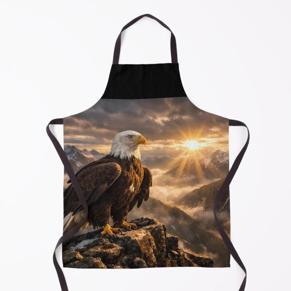 Item preview, Majestic Bald Eagle Perched On A Rocky Mountain Peak During Golden Sunrise designed and sold by Dreamy Armine Art.