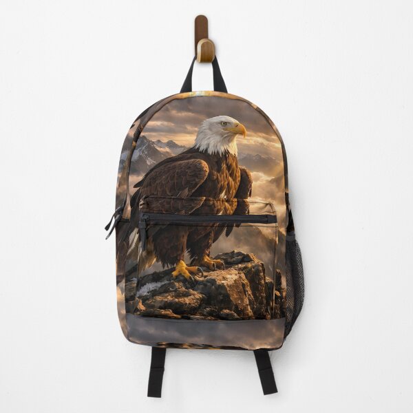 Item preview, Majestic Bald Eagle Perched On A Rocky Mountain Peak During Golden Sunrise designed and sold by Dreamy Armine Art.