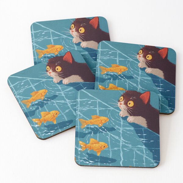 Item preview, Playful Catcore Poolside Vibes with Goldfish and Retro Charm designed and sold by MysticMarble.