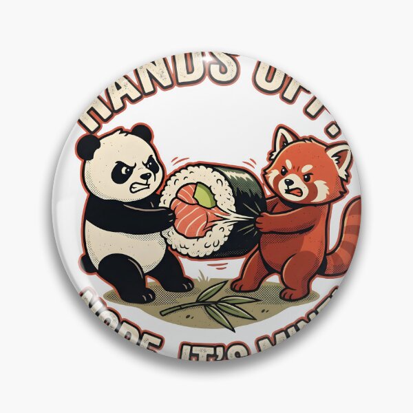 Item preview, Funny Red Panda vs Giant Panda Fighting Over Sushi - Retro Vintage designed and sold by The Grumpy Pet Club.