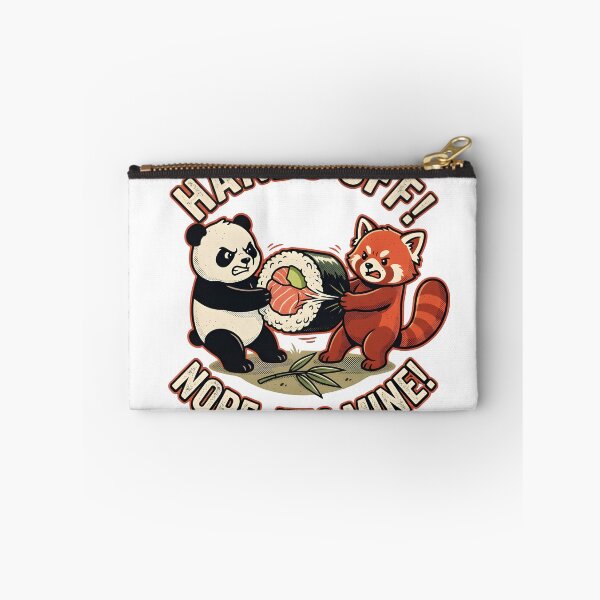 Item preview, Funny Red Panda vs Giant Panda Fighting Over Sushi - Retro Vintage designed and sold by The Grumpy Pet Club.
