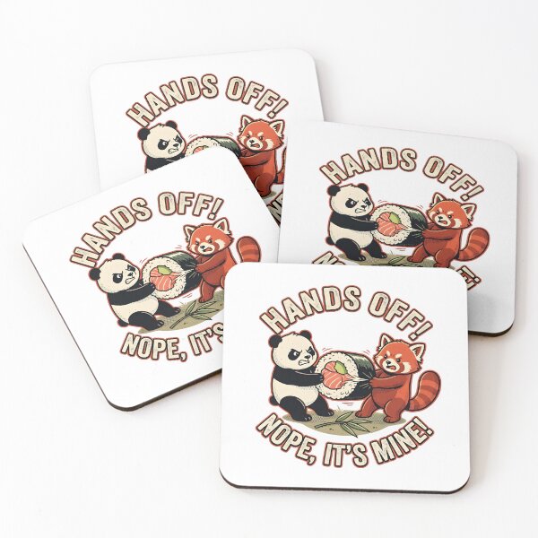 Item preview, Funny Red Panda vs Giant Panda Fighting Over Sushi - Retro Vintage designed and sold by The Grumpy Pet Club.