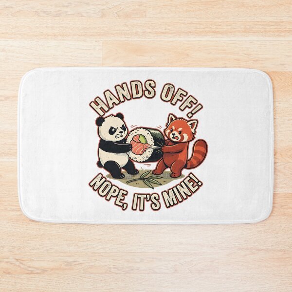 Item preview, Funny Red Panda vs Giant Panda Fighting Over Sushi - Retro Vintage designed and sold by The Grumpy Pet Club.